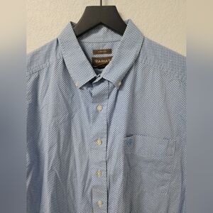Ariat Stretch Blue Geometric Short Sleeve Button Shirt Men's 2XL
